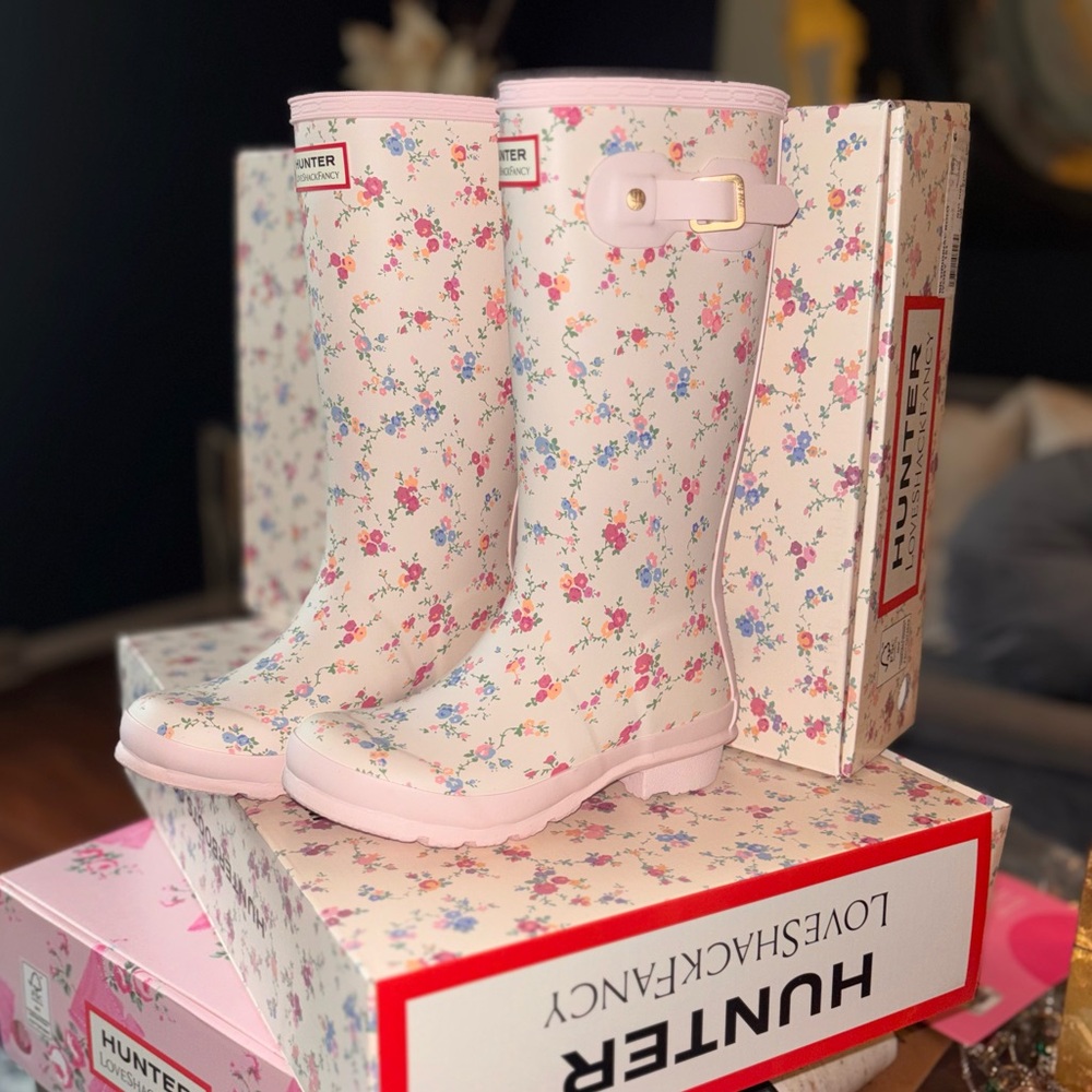 1 Hunter LoveShackFancy Rain Boot little Kid Girls Sunrise Patchwork Confetti